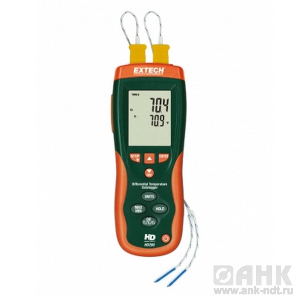 Дифференциальный термометр-регистратор Extech HD200 двойного ввода + ИК термометр, до 1372°С