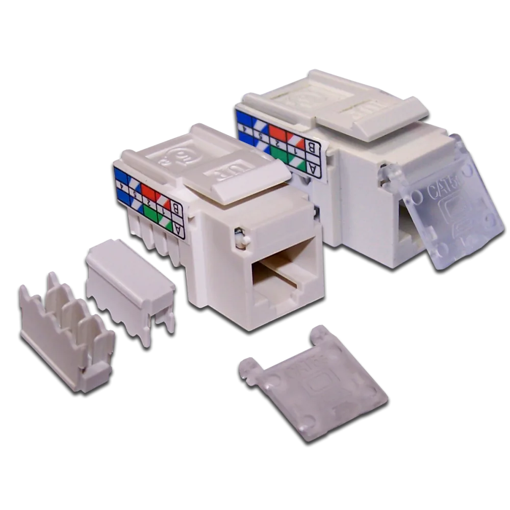 Модуль LANMASTER Keystone, RJ45, кат.5E, UTP, 90 градусов, со шторкой, белый