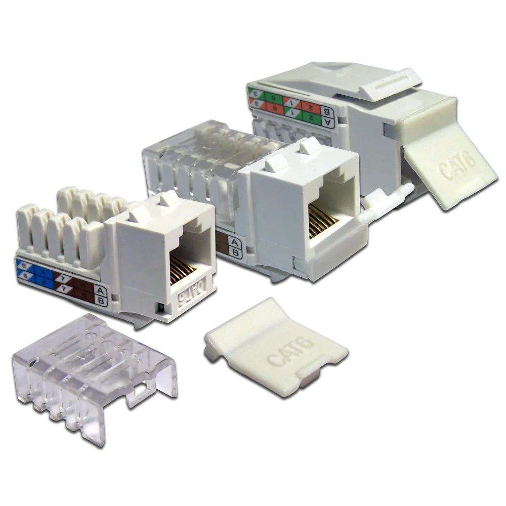 Модуль LANMASTER Keystone, RJ45, кат.6, UTP, 90 градусов, со шторкой, белый