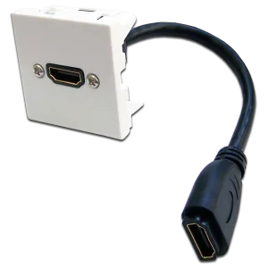 Вставка LANMASTER Mosaic 45x45 с адаптером HDMI с удлинителем мама-мама белая