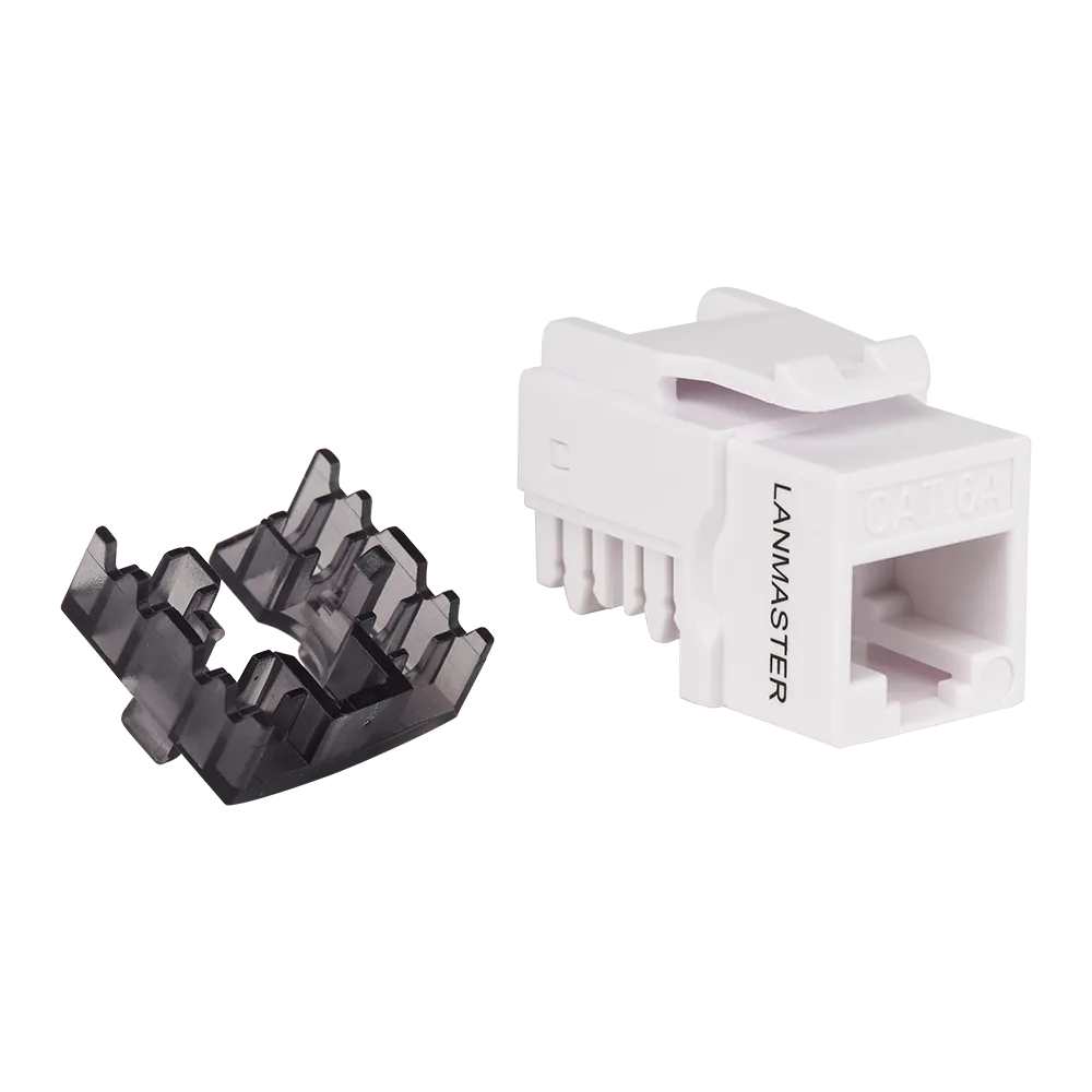 Модуль LANMASTER Keystone RJ-45 неэкранированный кат.6A без шторки 90 градусов белый